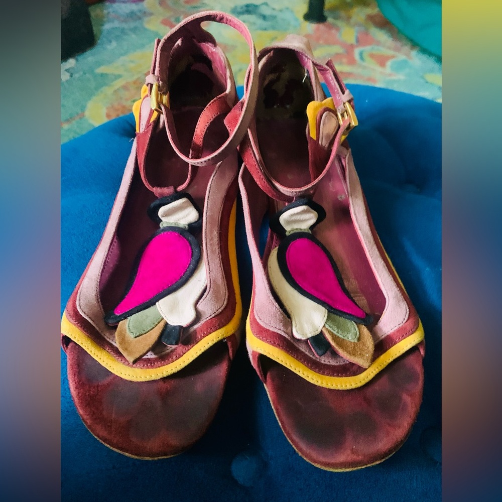 Prada Pink and Yellow Women's Sandals